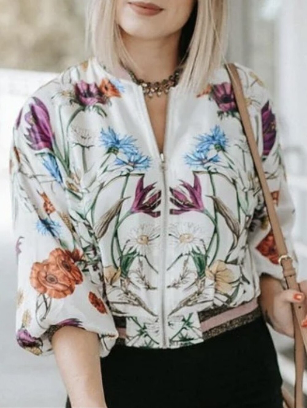 Anthropologie RUBY Floral Satin Bomber PXS Elevenses Varsity Cropped Jacket XSP
